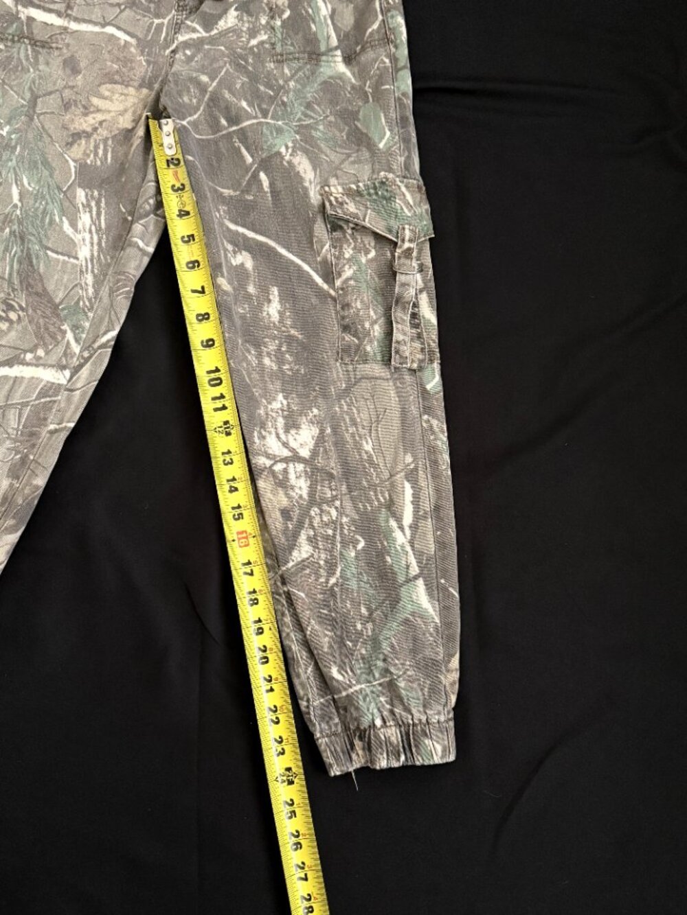 Telepatia Womens Denim Cargo Jogger Pants 7/28 Camo Stretch Drawstring - Picture 8 of 10